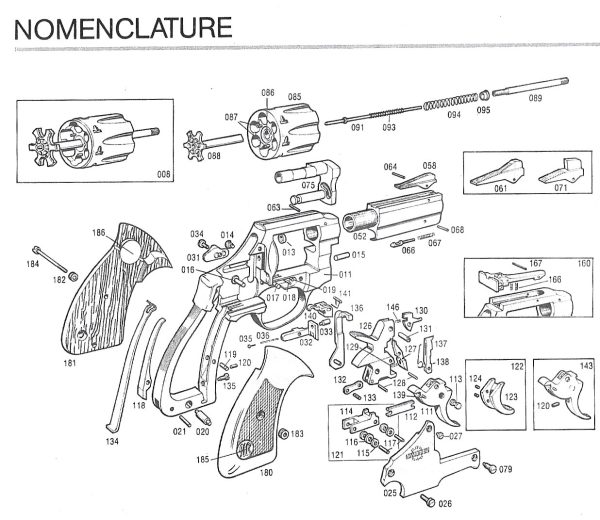 ECLATE_MR73_Pieces_detachees-3.jpg Manurhin MR73 1° série calibre 38SP - 357 Magnum Pièces détachées - éclaté