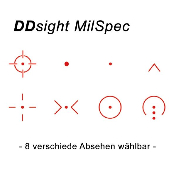 ddsight_milspec_absehen-3.jpg Point Rouge DD Optics MILTECH SPEC 8 réticules
